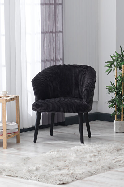 Model Concept BERJER Tekli Koltuk,Konforlu,Şık,Siyah Kadife Kumaş,Siyah Ahşap Ayak