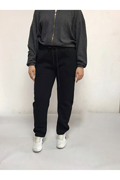 JustBS Χειμερινό ίσιο πόδι φαρδύ κομμένο μαύρο βαμβακερό παντελόνι