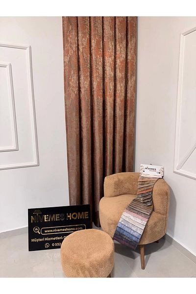 NİVEMESHOME Nivemeshome Pera V-5305 - 1/3 Close Pleated Background Curtain