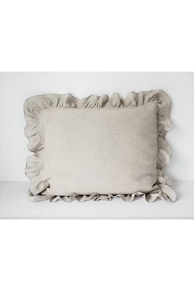 Tinybabyconcept Φυσική Ακατέργαστη Λινό Μαξιλαροθήκη 2 τεμαχίων 50x70 Κρόσσια, Αναπνεύσιμη, Διακοσμητική, 100% Βαμβάκι Μπεζ
