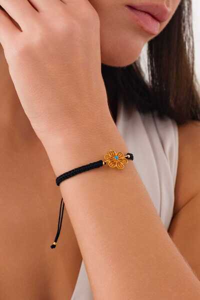 Zeynepli gold & jewelry 14 Ayar Altın İpli Papatya Bileklik