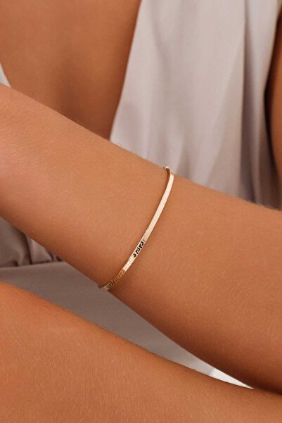 Zeynepli gold & jewelry 14 Ayar Altın Desenli Elastik Kelepçe