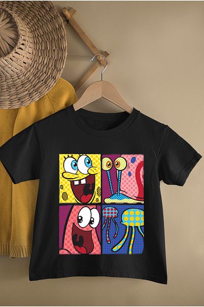 MAGORS TRIOC COPII CU MÂNECĂ SCURTĂ CU BUMBAC CU MÂNECĂ SONGER BOB