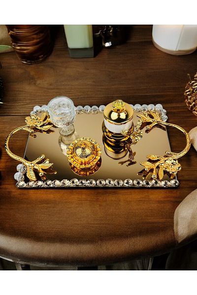 CyzHome Amour Gold White Luxury Engagement Tray