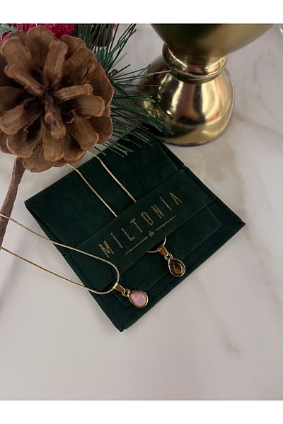 Miltonia Pink Quartz Drop Steel Necklace