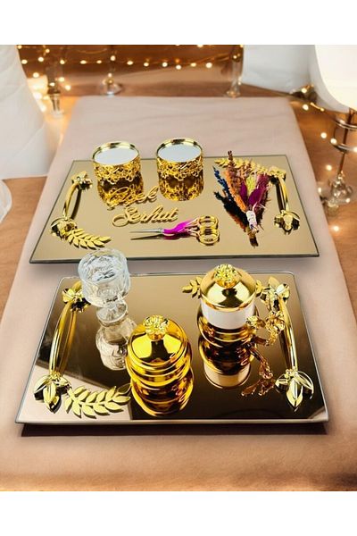CyzHome Cherish Gold Mirrored Engagement Tray and Promise Tray