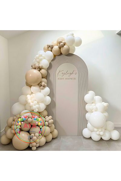 Ata Parti Dünyası White and Sea Sand 60's Birthday Balloon Chain Party Set