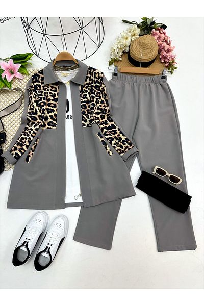 YEDİLALE Double Suit with Leopard Pocket