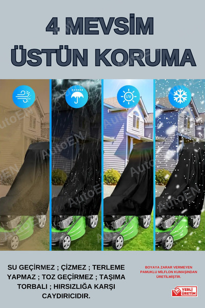 AutoEN Çim Biçme Makinesi Koruma Kılıfı Örtüsü Branda