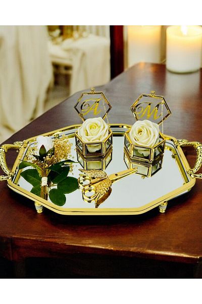 CyzHome Infinity Gold Stylish Promise Engagement Ring Tray