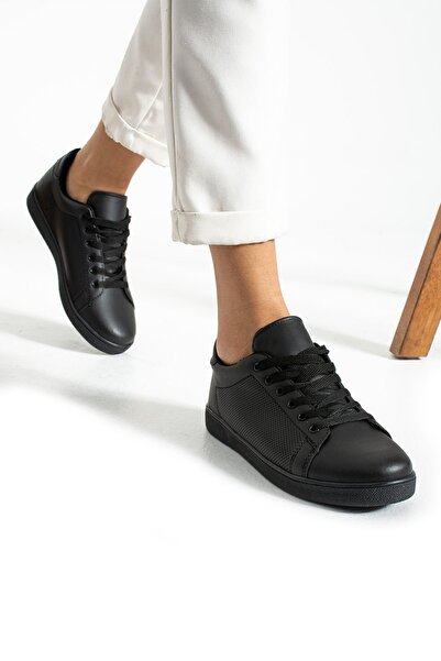 Lubrand Black Anatomical Flexible Sole Lace-Up Sports Shoes Casual Sneaker