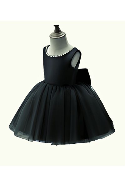 HSNLİFE Girl Doll Collar and Bow Pearl Dress Birthday Dress Girls' Evening Dress Elegant Princess Dress