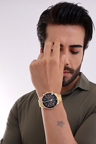 Güncel Vitrin Premium Edition Gold/Black Ipc Plated Men's Wrist Watch