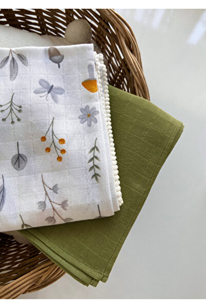 %100 Organik Pamuk Muslin Örtü / Bebek Battaniyesi 2’li Set