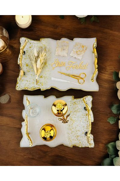 CyzHome Destiny Gold Δίσκος Υπόσχεσης & Δίσκος Αρραβώνα & Γαμπρός Καφέ