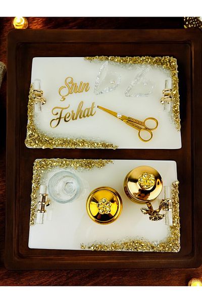 CyzHome Spark Gold Epoxy Promise Engagement Tray