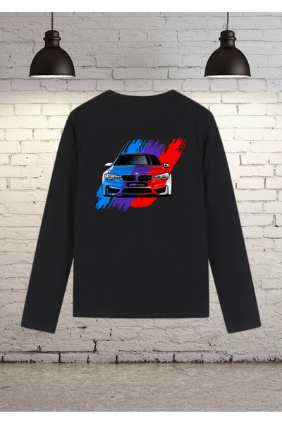 RYO FASHİON Bmw M Power M Sport Car Otomobil Unisex Çocuk Tişört Siyah Uzun K...