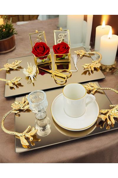 CyzHome Amour Gold Red Luxury Engagement Tray