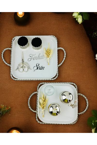 CyzHome Spark Silver Promise Tray and Groom Coffee Cup