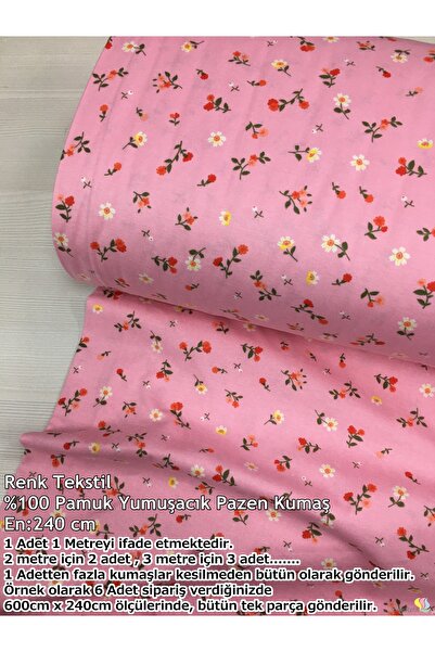 Renk Tekstil Desenli Pazen Yumuşacık Pamuk Metrelik Kumaş