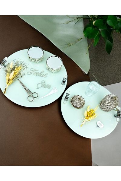 CyzHome Cherish Promise Tray and Groom Coffee Cup Tray