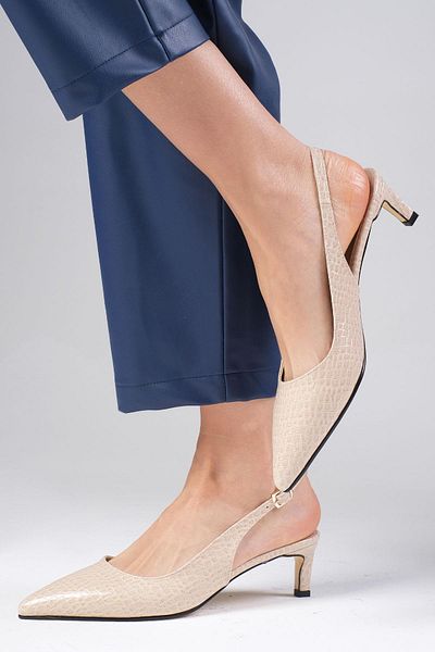 Mio Gusto Alisa Beige Women's Heeled Shoes