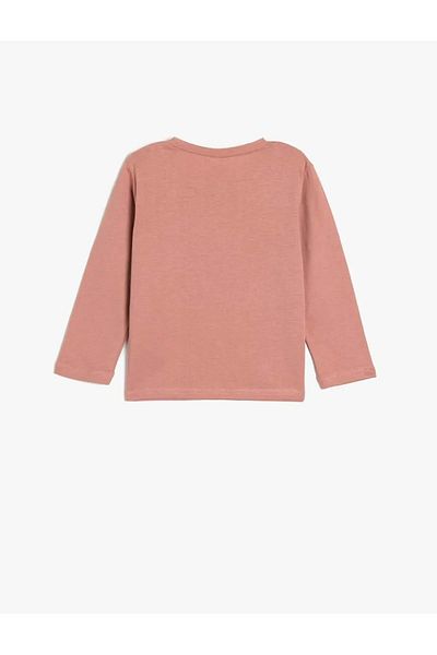 Koton Cotton Long Sleeve Slogan Printed Crew Neck T-Shirt