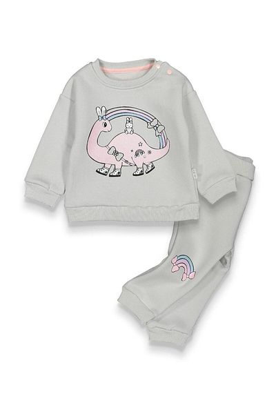baby flamindo Baby Flamindo Dinasor Printed 3 Thread Baby Suit