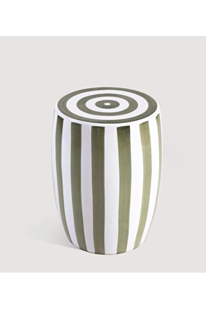 Mondschein Haki Beyaz Seramik Tabure