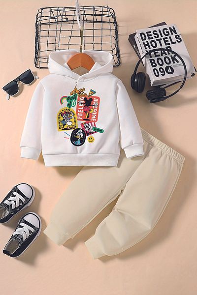 ADABEBEK New Season Miki Firends Printed Hoodie 2-Piece Baby Set 232341