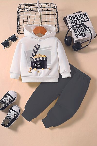 ADABEBEK New Season Movie Time Printed Hoodie 2-Piece Baby Set 232327