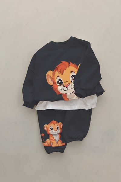 ADABEBEK New Season Baby Lion Printed 2-Piece Baby Set 22573