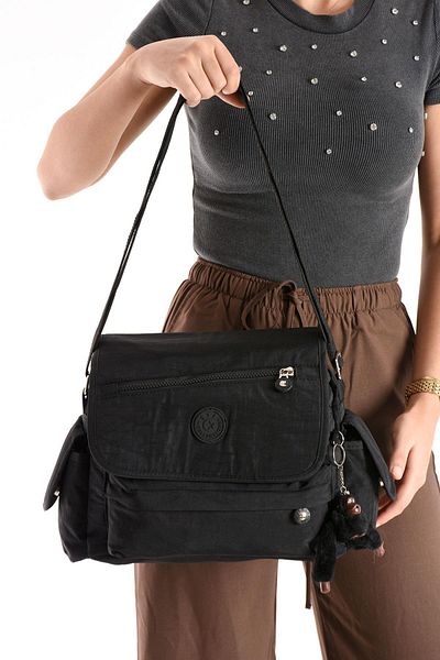 571 Collections Çanta Crossbody Ultra-Light Multi-Pocket Shoulder Bag Black (Model: 571-6N)