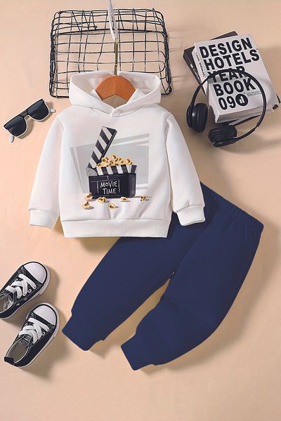 ADABEBEK New Season Movie Time Printed Hoodie 2-Piece Baby Set 232327