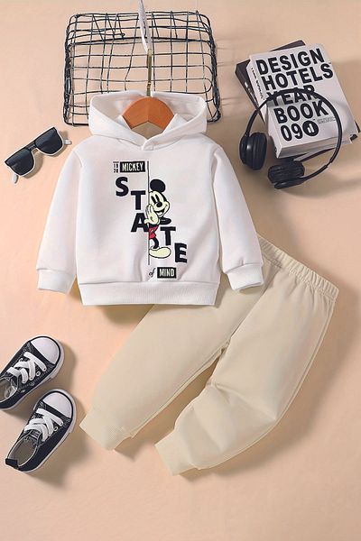 ADABEBEK Premium State Mickey Printed Hoodie 2-Piece Baby Set 232365