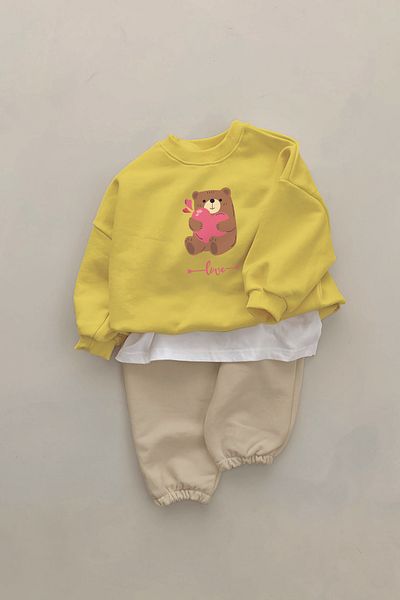 ADABEBEK New Season Love Teddy Bear Printed 2-Piece Baby Set 23392