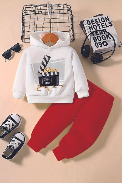 ADABEBEK New Season Movie Time Printed Hoodie 2-Piece Baby Set 232327