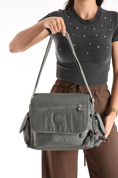571 Collections Çanta Τσάντα ώμου Cross Strap Ultra Light με πολλές τσέπες γκρι (Μοντέλο: 571-6N)