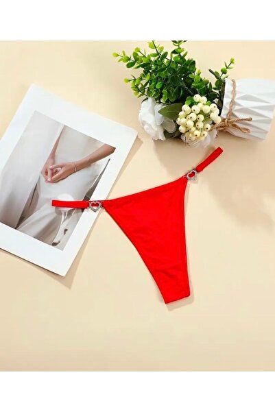Oprah Kadın Taşlı Kalp Aksesuarlı Seksi String Külot
