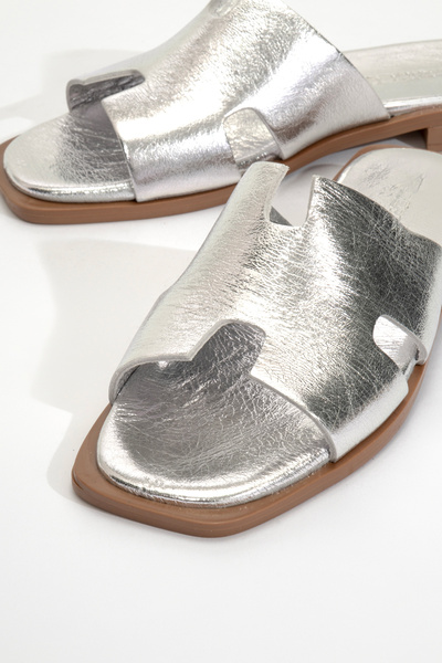 Dericlub Women's Real Leather Slippers - Banded, Zy 8012 Lame