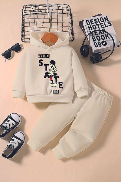 ADABEBEK Premium State Mickey Printed Hoodie 2-Piece Baby Set 232365