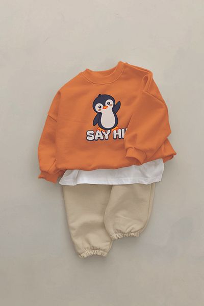 ADABEBEK New Season Say Hi Penguin Printed 2-Piece Baby Set 22820