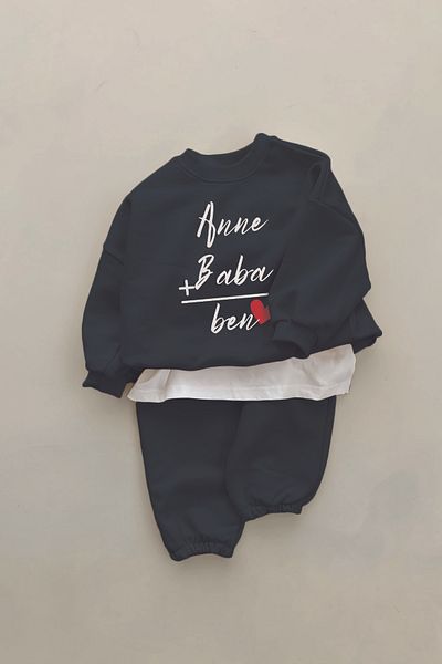 ADABEBEK New Season Mom Dad I Printed 2-Piece Baby Suit 22013