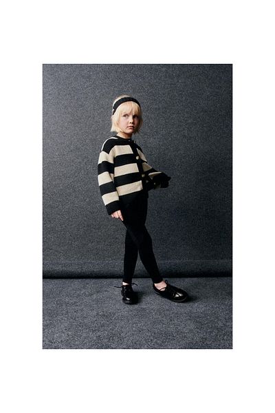 CİCHLİD Girl's Striped Knitting Cardigan