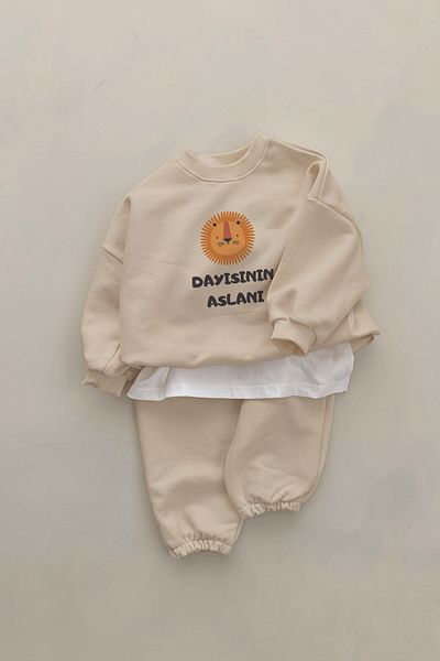 ADABEBEK New Season Uncle's Lion Printed 2-Piece Baby Suit 10115