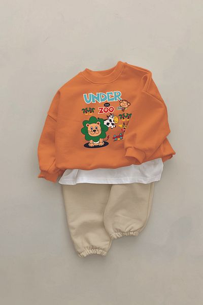 ADABEBEK New Season under Zoo Animals Printed 2-Piece Baby Set 23328