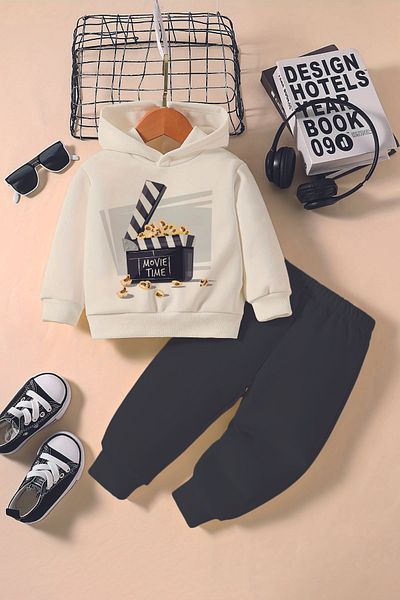ADABEBEK New Season Movie Time Printed Hoodie 2-Piece Baby Set 232327