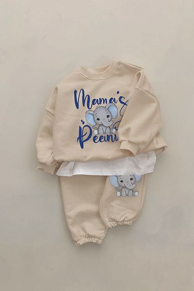 ADABEBEK New Season Mama's Peenut Elephant Printed 2-Piece Baby Set 22578