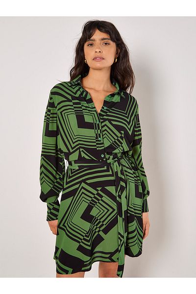 Apricot Graphic Squares Hemdkleid