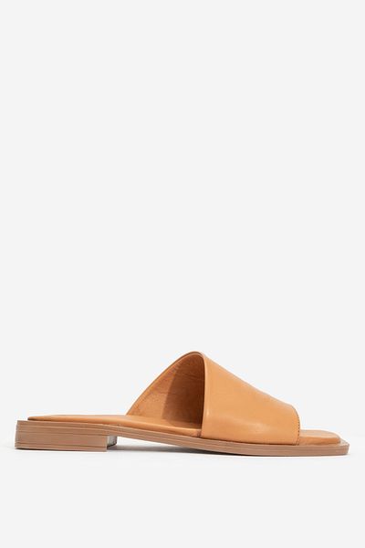 Dericlub Zy 8011 Taba - Real Leather Banded Women's Slippers